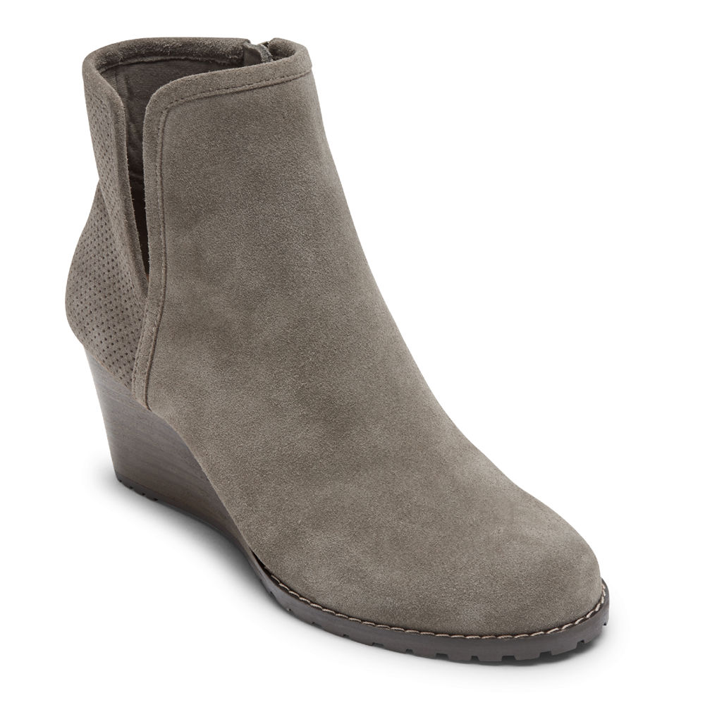 Rockport Booties For Womens Grey - Hollis V-Cut - JS7642859